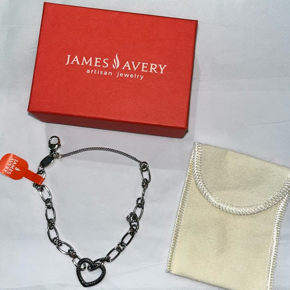 James Avery Silver Changeable Heart Charm Bracelet
